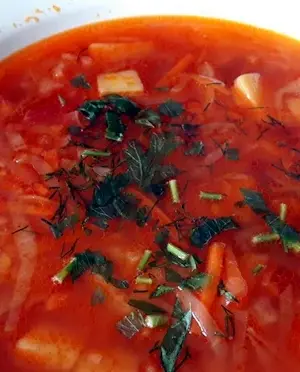 Борщ без мяса с фасолью