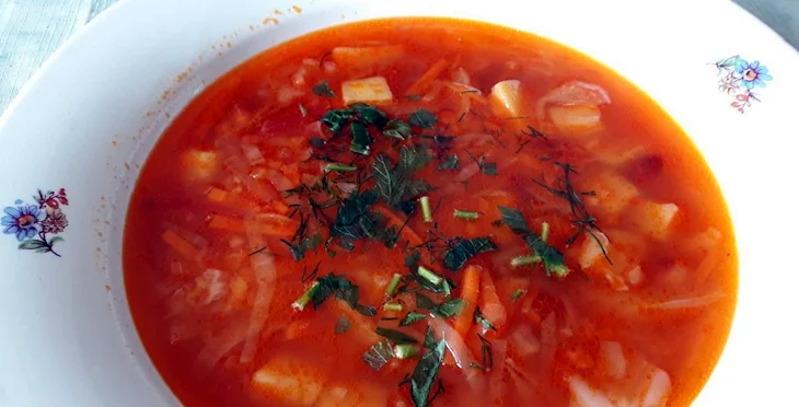 Борщ без мяса с фасолью