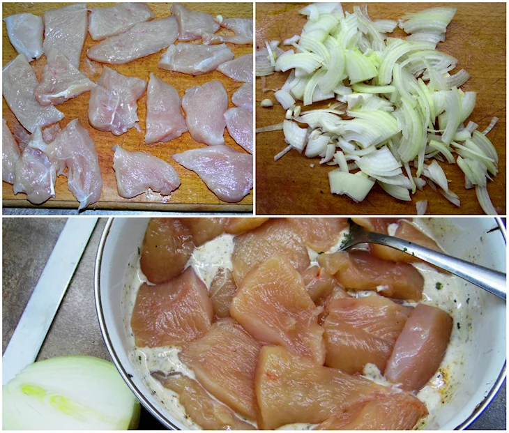 Куриная грудка ломтиками
