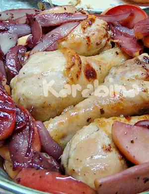 Куриные ножки с яблоками в духовке