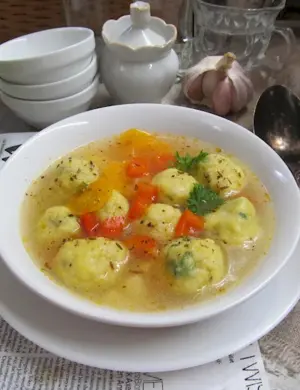 Пшённый суп на курином бульоне
