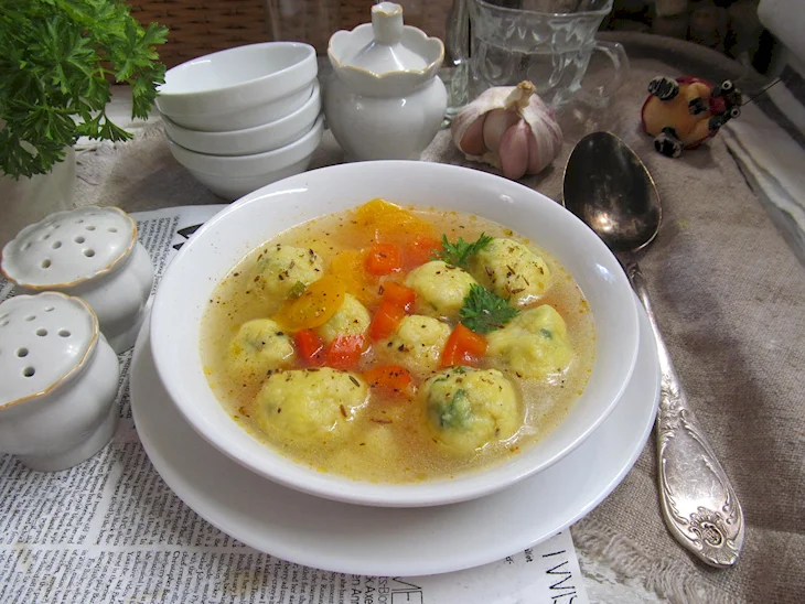 Пшённый суп на курином бульоне