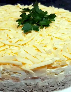 Салат печень под шубой