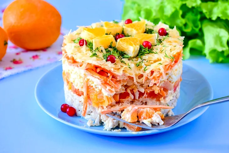 Салат с апельсином и курицей