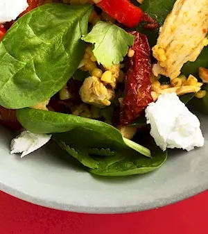 Стейк салат с печеными овощами