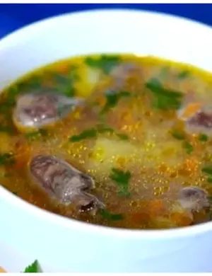 Суп с куриными сердечками