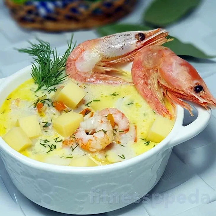 Сырный суп с морепродуктами