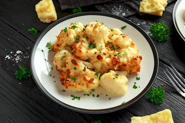Цветная капуста с сыром и чесноком