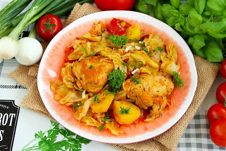 Тушёная капуста с картошкой