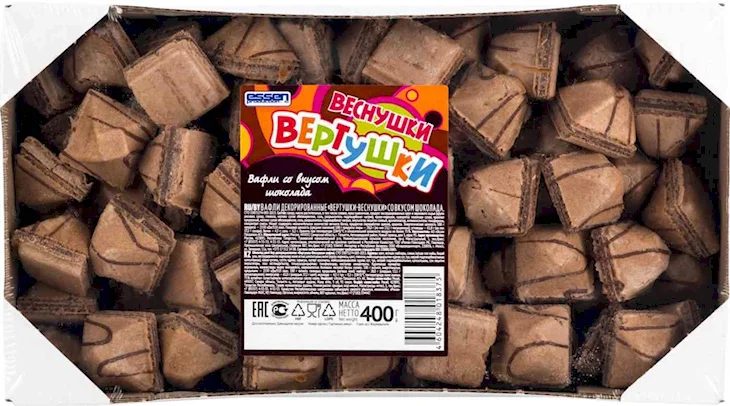 Вафли вертушки-веснушки со вкусом шоколада 400г