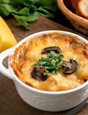 Жульен с курицей и грибами в кокотницах